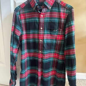 Vineyard Vines Men's Plaid Shirt - Red, Green, and Black